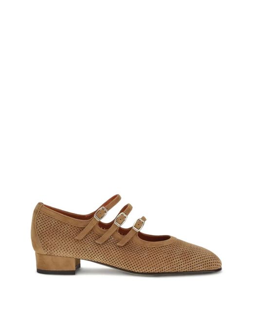 CAREL PARIS Brown Triple-Strap Perforated Pumps