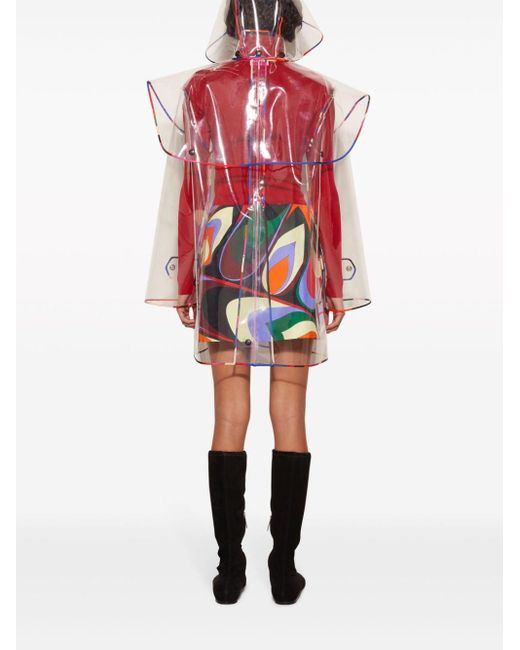 Emilio Pucci White Hooded Transparent Rain Coat