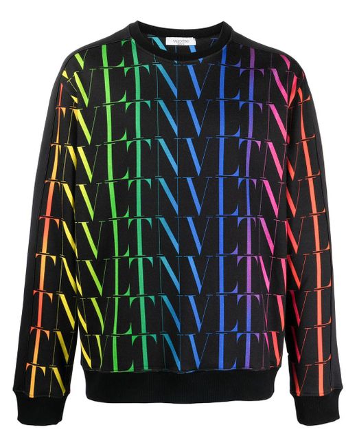 Valentino Vltn Rainbow Crew-neck Sweatshirt in Black for Men | Lyst UK