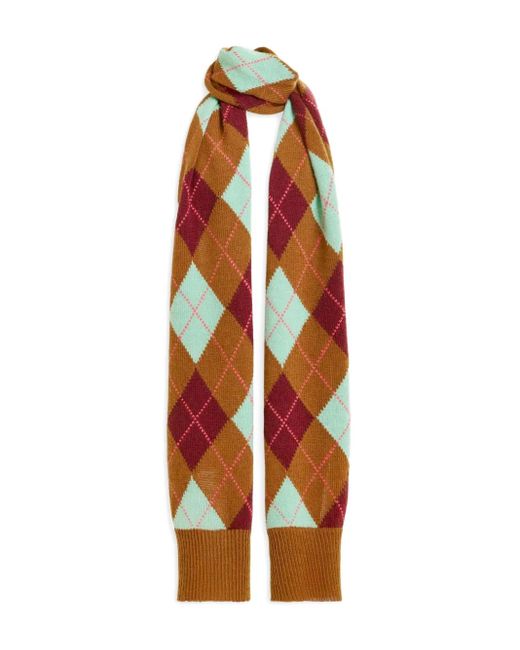Essentiel Antwerp Red Argyle Jacquard Scarf