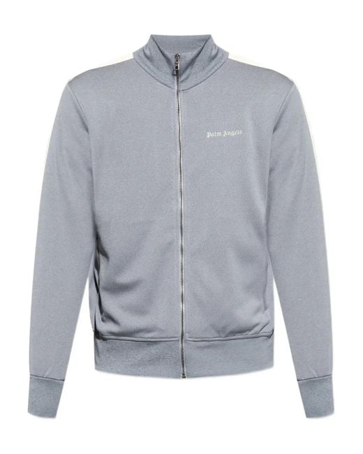 Palm Angels Blue Stripe-Detail Zip-Fastening Sweatshirt for men