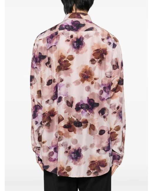 CALMLENCE Pink Floral-Print Shirt for men