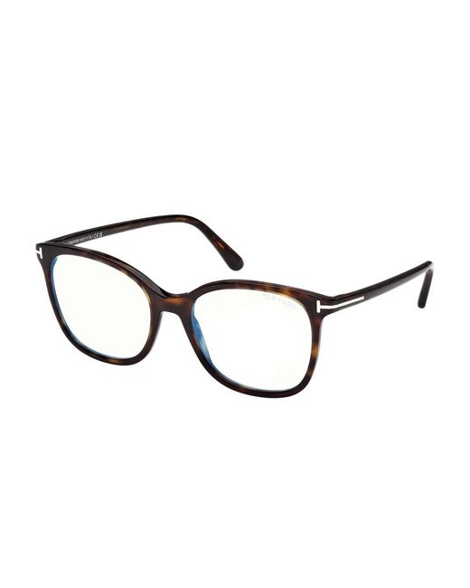 Tom Ford Brown Hinge-Detail Square-Frame Glasses