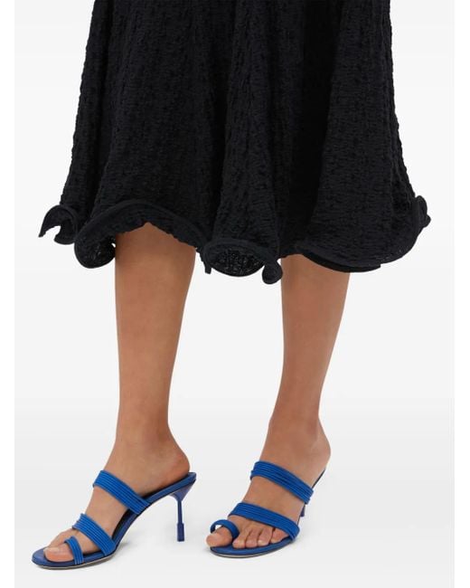 MSGM Black Crinkle-Effect Skirt