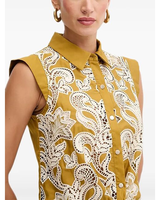 Morgan White Lace-Embellished Shirt