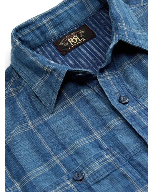 メンズ RRL チェック シャツ Blue