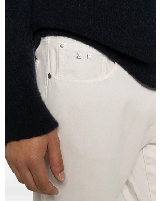 Sartoria Tramarossa White Michelangelo Logo-Plaque Trousers for men