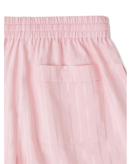 Versace Pink Greca-Pattern Drawstring Shorts
