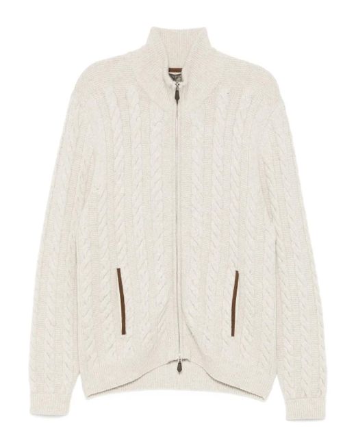 メンズ N.Peal Cashmere Richmond カーディガン White