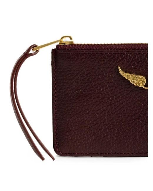 Zadig & Voltaire Purple Grained-Leather Card Holder