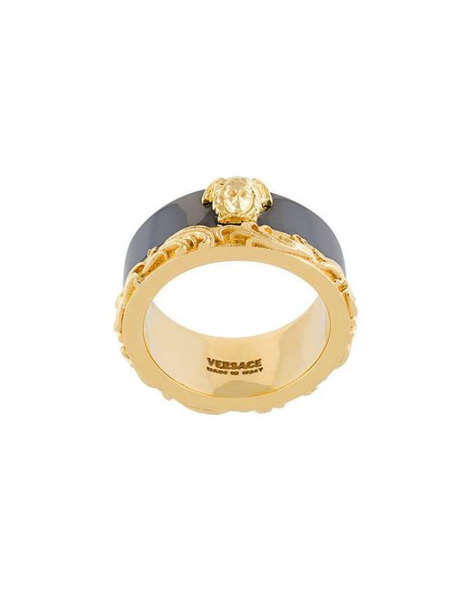 Versace Metallic Barocco Border Ring for men