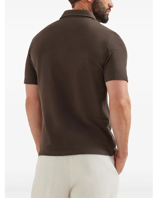 Brunello Cucinelli Poloshirt Aus Piqué in Brown für Herren