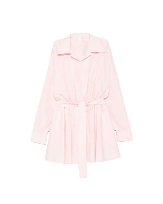 Norma Kamali Pink Belted Flared Mini Dress