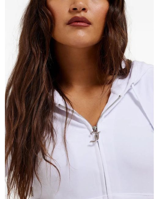 Juicy Couture White Hoodie En Velours À Logo Strassé