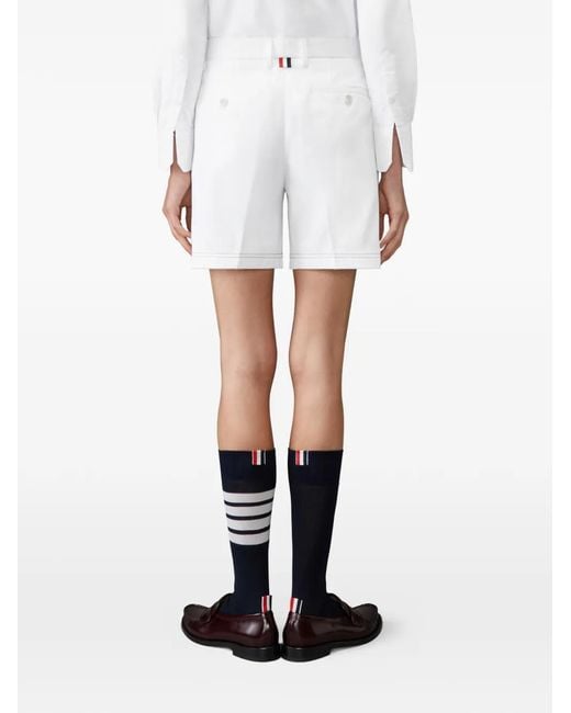 Thom Browne White Cotton Gabardine Chino Shorts