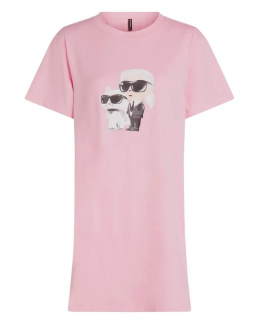 Karl Lagerfeld Pink T-Shirt Mit Grafischem Print