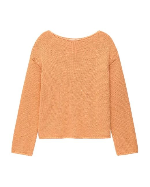 Another Tomorrow Natural Draped-Knit Jumper