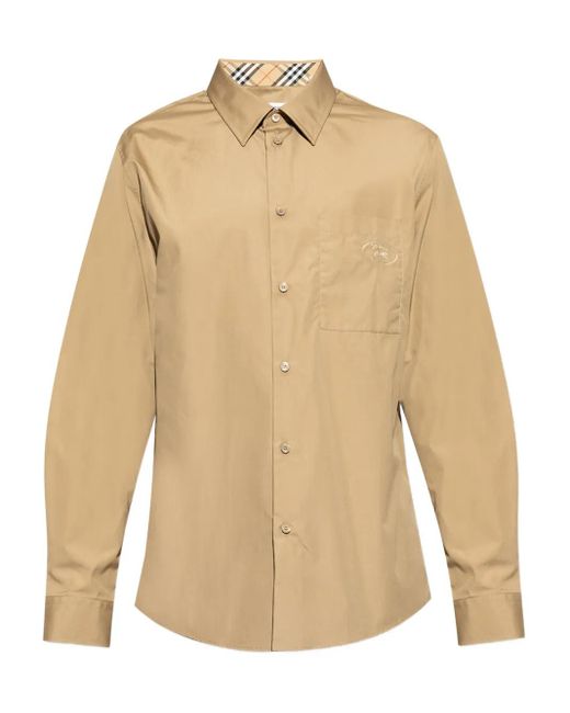 Camicia Con Ricamo di Burberry in Natural da Uomo