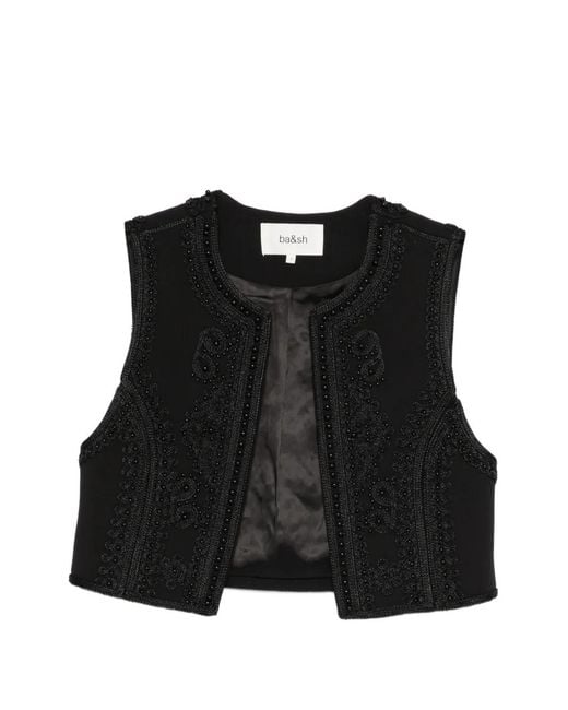 Ba&sh Black Beaded Embellished Jacket