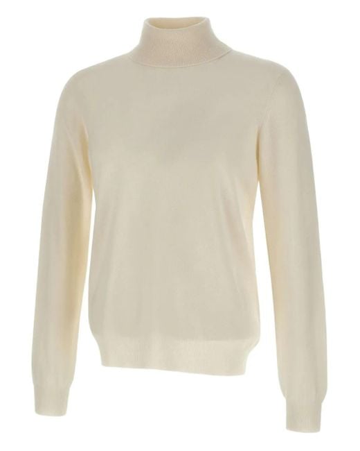 Gran Sasso White Ribbed Turtleneck Sweater for men