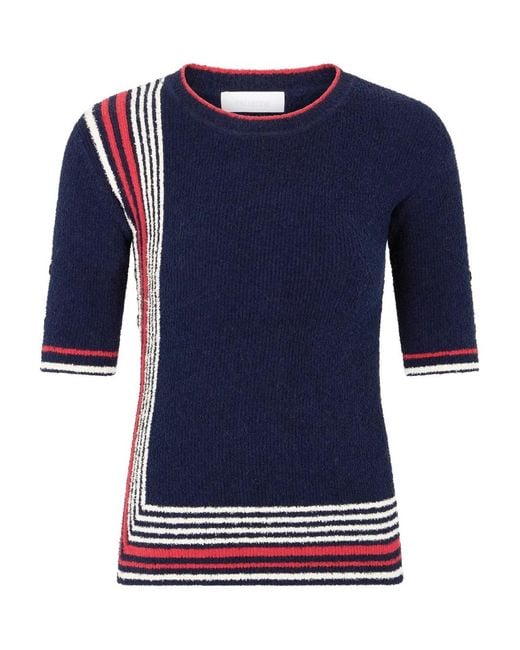 Rabanne Blue Striped Knitted Top