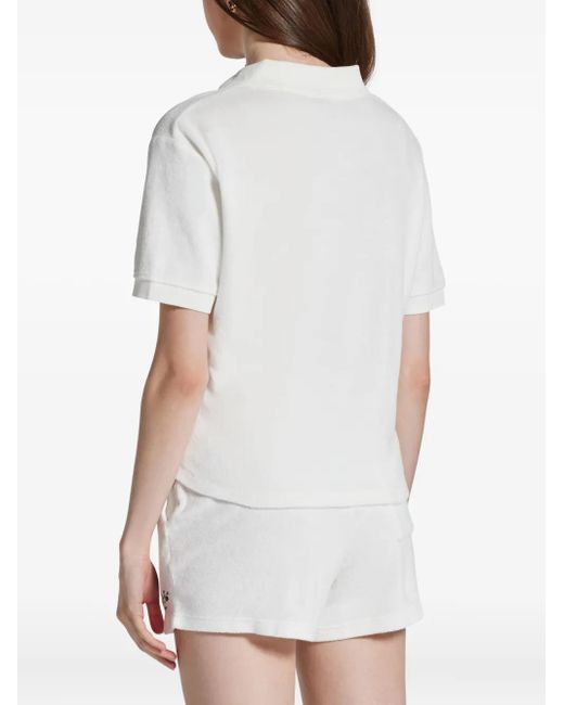 Sporty & Rich White Logo-Embroidered Polo Top