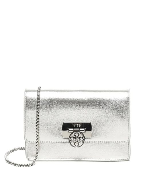 V73 White Metallic Effect Chain Shoulder Bag