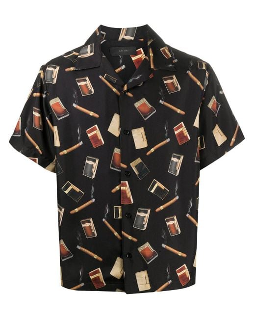 Amiri Black Cigar Bowling Shirt for men
