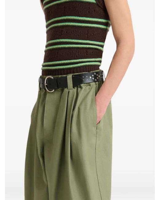 Marni Green Pantalon En Toile Verte À Plis for men