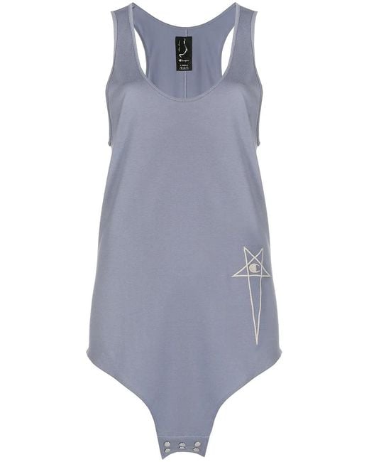 Rick Owens X Champion Blue Logo-Print Tank Top