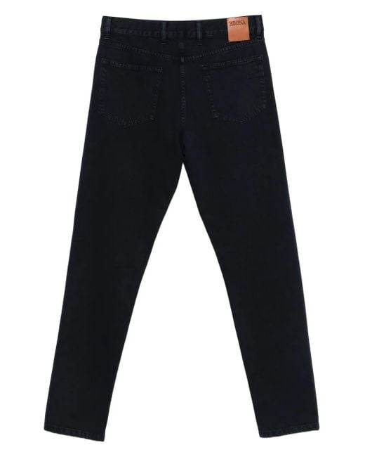 Zegna Blue Logo-Patch Jeans for men