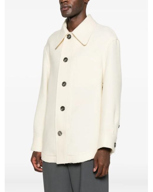 AMI White Point-Collar Shirt Jacket for men