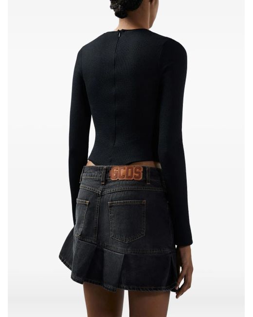 Gcds Black Long-Sleeved Bodysuit