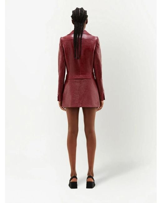 Courreges Red Cropped Dark Stretch-Cotton Faux Leather Jacket