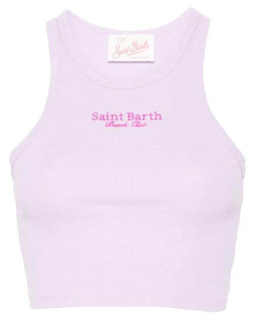 Mc2 Saint Barth Pink Logo-embroidered Tank Top