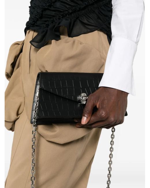 McQueen White Skull Mini Shoulder Bag