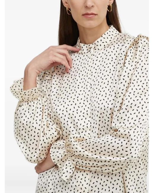 Bruuns Bazaar White Ruffled Print Blouse