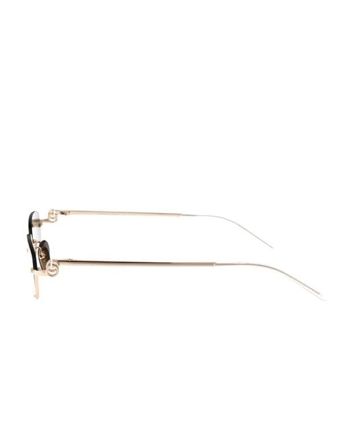 Gucci Metallic Rectangular-Frame Sunglasses