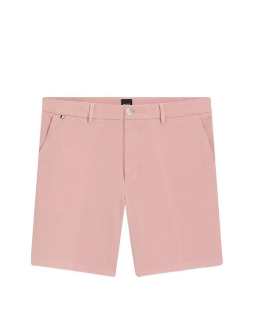 Boss Pink Side-Pockets Tailored Shorts for men