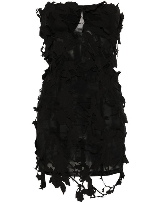 Blumarine Black Floral-appliqué Mini Dress