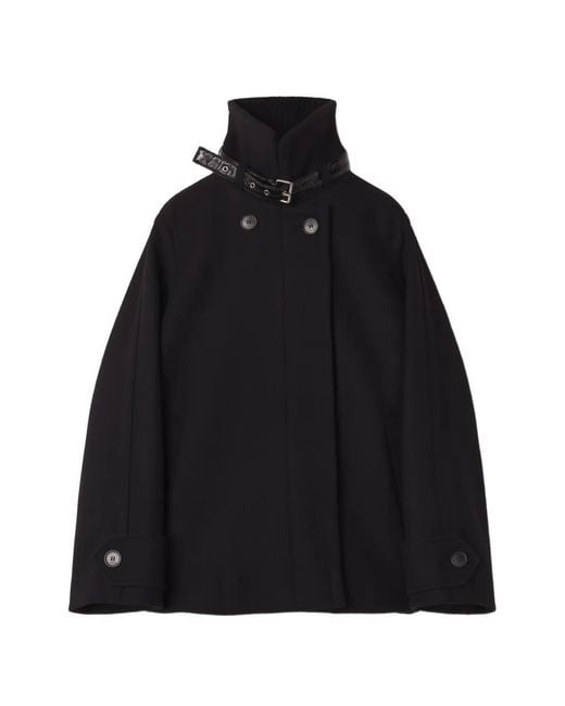 Lanvin Black Buckled-Collar Double-Breasted Coat