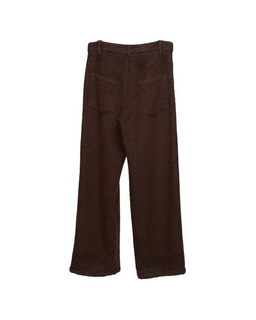 Song For The Mute Brown Wide-Leg Brushed-Finish Trousers for men