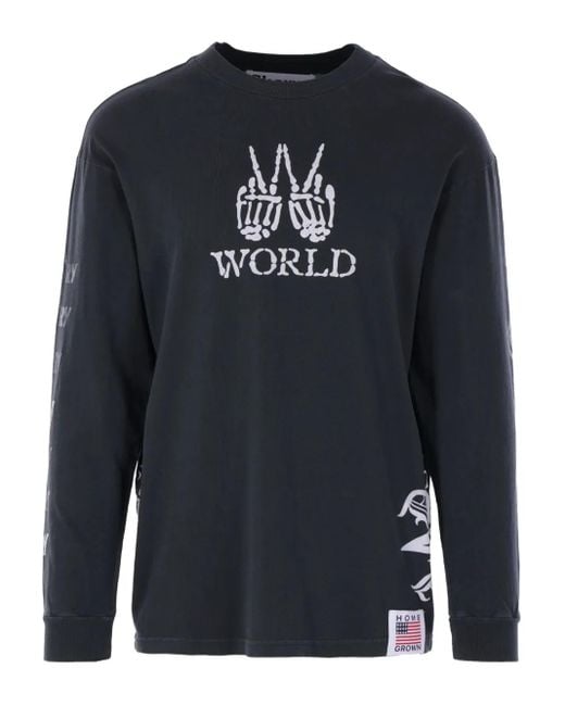 Cherry World Blue Skeleton Long-Sleeve T-Shirt for men