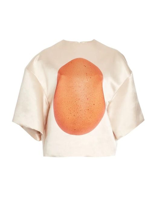 A.W.A.K.E. MODE White Egg-Print Blouse
