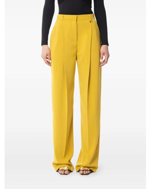 Elisabetta Franchi Yellow Pressed-Crease Trousers