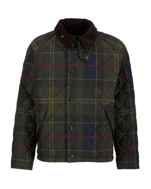 Barbour Tartan-Print Quilted Jacket in Black for Men Lyst UK