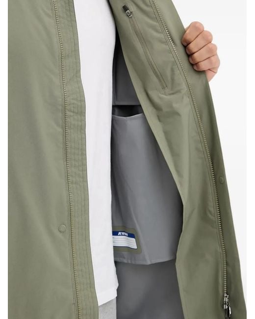 K-Way Green Logo-Patch Buttoned Jacket for men