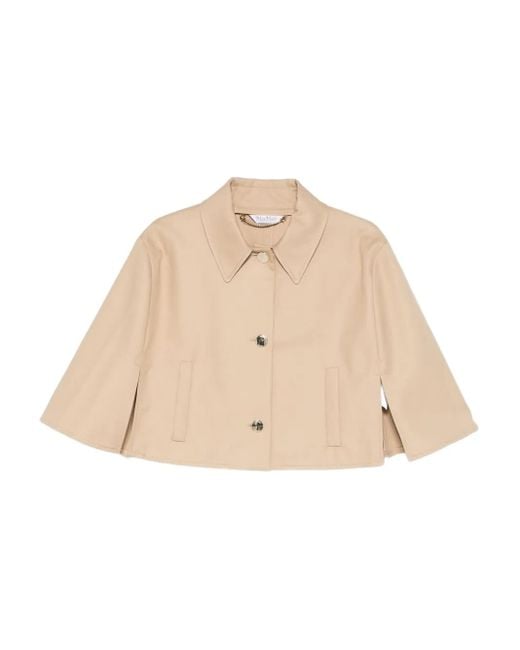 Max Mara Natural Button-Down Cape Jacket