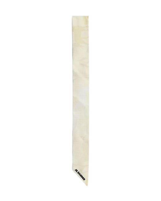 Jil Sander White Horse-Print Logo Bandeau Scarf