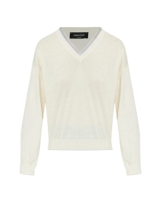 Fabiana Filippi White V-Neck Top